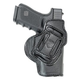 Maxx Carry 3 Position OWB Leather Gun Belt Holster CCW for Walther PPQ, PPQ M2, PPQ .45 | CANIK TP9SF Elite | FN FNX45 | H&K HK 45, USP 9mm & 40 S&W | SIG P250 Compact. Black Left Hand