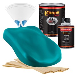 Custom Shop - Deep Aqua - Hot Rod Flatz Flat Matte Satin Urethane Auto Paint - Complete Quart Paint Kit - Professional Low Sheen Automotive, Car Truck Coating, 4:1 Mix Ratio