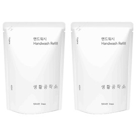 Living Workshop Hand Wash Refill Green Grape Fragrance, 400ml, 2 Pieces / 생활공작소 핸드워시 리필 청포도향, 400ml, 2개
