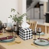 Tissue Box Cover Square, Black Grey White Buffalo Plaid Checkered