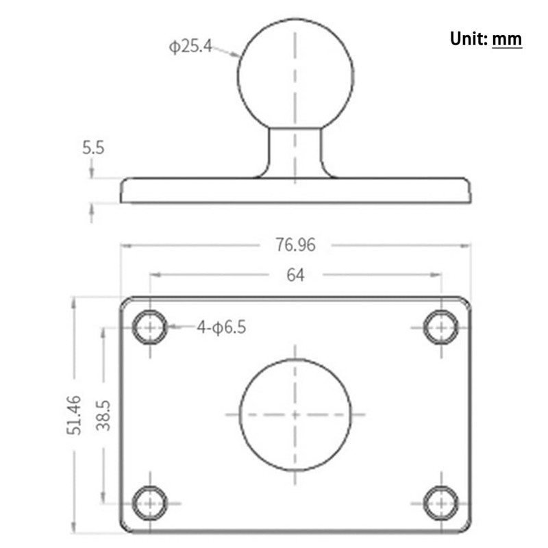 Strg 1'' Ball Mounts Base with AMPS Round Plate, Ball