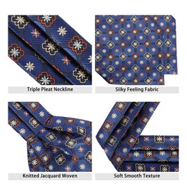 Beaface Men Cravats Ties, Ascot Ties Cravats for Men Paisley Floral Jacquard Woven Cravat Tie Wedding Business Party Casual (Navy)