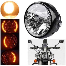 Krtopo 35W Motorcycle Headlight With Turn Signal Universal 7Inch Halogen Front Light