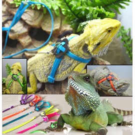 Generic Adjustable Reptile Lizard Harness Leash Adjustable Multicolor Light Soft Fashion (Blue)