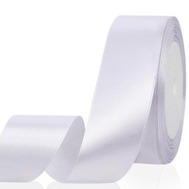 White Satin Ribbon 1 1/2 Inch x 25 Yards Fabric Ribbon for Gift Wrapping,Flower Bouquet,Crafts,Hair Bows Making,Sewing,Clothing,Wedding Party Decor