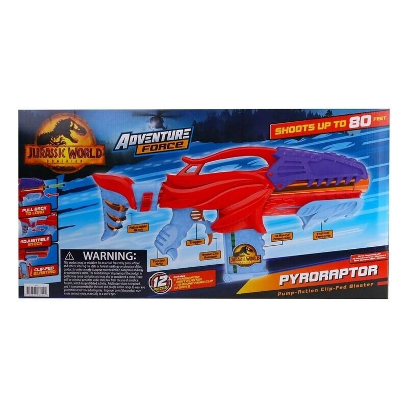 Adventure Force 7-Pack: Jurassic World Pyroraptor Pump Clip-Fed Dart Blaster