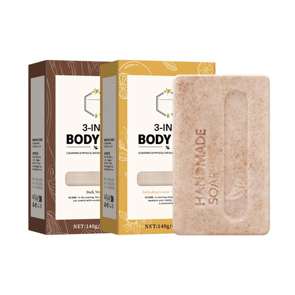 Men’s 3-in-1 Summer Body Bar Soap – 2 Pack Exfoliating,