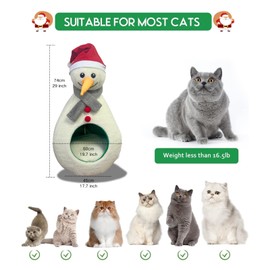 Christmas Cat House, Snowman Christmas Cat Nest, Removeable Cushion, Winter Warm Pets Toys, Funny Home Decoration, Indoor, Outdoor Sleeping Plush for Puppy and Kitten(L)