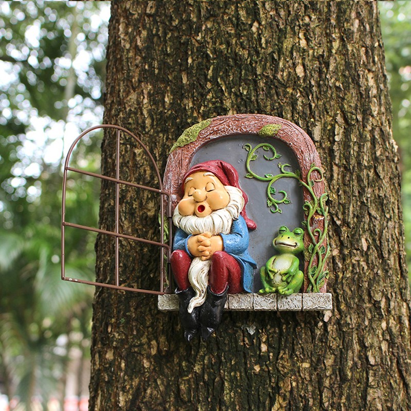 Mini Garden Resin Crafts Decoration Gnome Window Sleeping Garden Sculpture