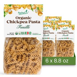 Food to Live Organic Chickpea Fusilli Pasta, 8.8 OZ (Pack of 6) – Non-GMO, Single Ingredient. No Additives. No Major Allergens. Good Source of Plant Based Protein and Fiber. Made in Italy