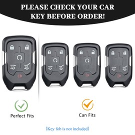 OFF WE GO for Chevy Key Fob Cover with Leather Kechain, Soft TPU Protector Key Fob Case Compatible with Chevy Suburban Tahoe GMC Terrain Acadia Yukon Yukon XL Sierra (Gold White)