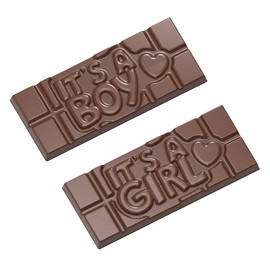 Chocolate World CW12012 It's-a-Boy/Girl Polycarbonate Candy Mold with 4 Cavities, Each 50mm x 118mm x 8mm High