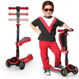 Skidee Toddler Scooter –Kids Scooter, LED 3 Wheel Scooter, Adjustable Hand