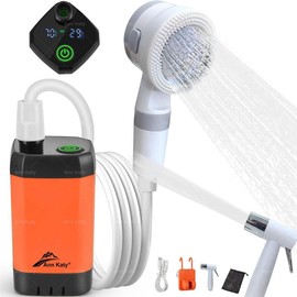 Ann Katy Portable Rechargeable Outdoor Shower,Pet Shower,Car Washing,Flower Watering,Indoor & Outdoor Bathing With accessories intelligent digital display springtok - Color: New orange