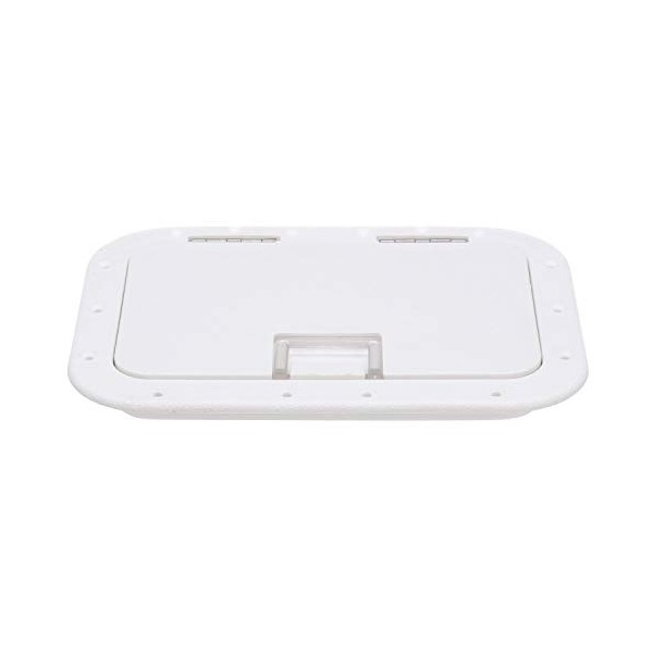 Seachoice Hinged Hatch, Arctic White, 7 in. X 11 in. Inner Dimensions, Acetone Proof Polypropylene