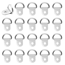 JTKREW 20 Packs Pendant Lashing Eyelets, Lashing Eyelets, D Ring Hooks, Heavy Duty Stainless Steel D Shape Lashing Eyelets for Mechanics, Trailers, Camping
