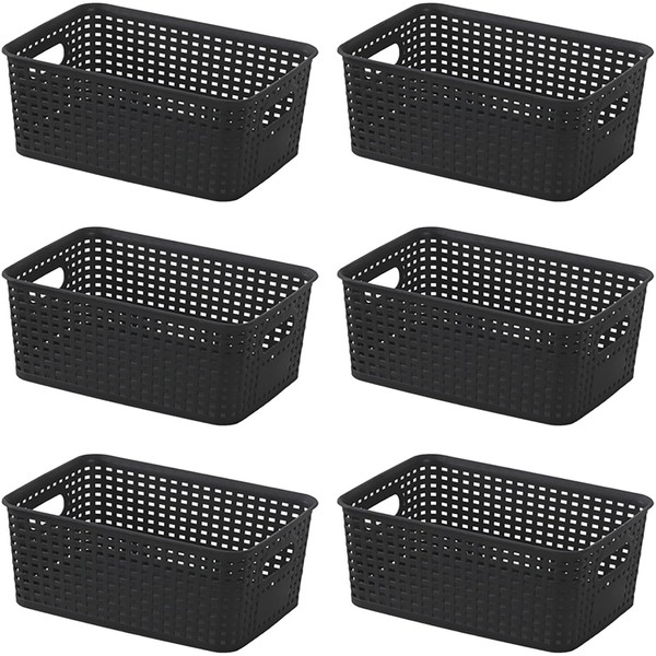 MCHERRY Conjunto de 6 Cestas de Almacenamiento Plásticas Apilables, Multiusos,