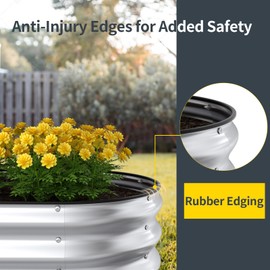 Kesfitt Raised Garden Bed Kit,Outdoor Galvanized Planter Raised Boxes with Safety Edging and Gloves,Large Metal Raised Garden Beds for Gardening Vegetables,Fruits,Flower(5x2x1FT)