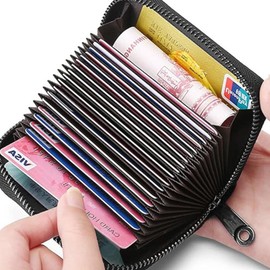Aczyqws Credit Card Holder RFID Wallet for Men, Genuine Leather Credit Card Protector, RFID Blocking Card Holder Wallet for Women & Men