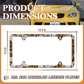 HCSS Colorful Flowers License Plate Frame Beautiful Daisy Sunflower Boho Floral License Plate Holder Aluminum Metal Auto Parts Rust-Proof Waterproof Car Decorative Tag Frame for Standard US 12x6 Inch