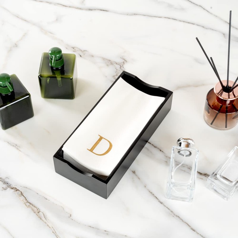 Luxenap Rectangle Gold Letter D White Paper Napkin - Air
