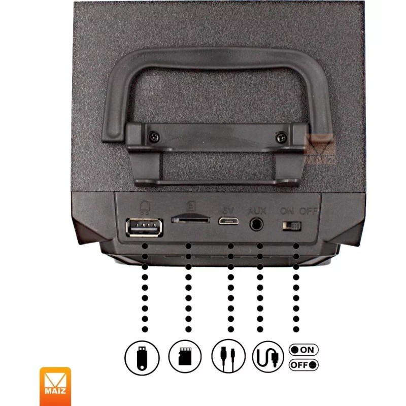 Maíz 3x2 Bocina Bluetooth Radio Fm Portatil Recargable Led Usb