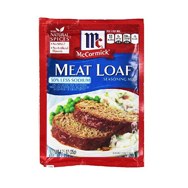 McCormick Meat Loaf 30% Less Sodium Seasoning Mix (Pack of 2) 1.25 oz Packets