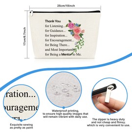 Mentor Appreciation Gifts Mentor Cosmetic Bag Gifts for Women Thank You Gifts for Mentor Teacher Supervisor Coworker Counselor Leader Christmas Birthday Thanksgiving Leaving Farewell Gifts Makeup Bag