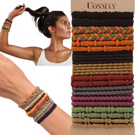 Boho Hair Ties Bracelets for Women and Girls, 20PCS Elastic Hair Ties no Damage, Hair ties for Thick and Thin Hair, Hair Ties for Ponytail Holders (Bamboo mixed)