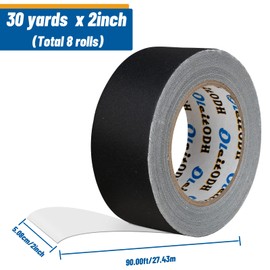 8 Pack of Black Gaffer Tape – 30 Yards x 2 Inch Wide – Waterproof, No Residue - Cloth Fabric Gaffers Tape for Photography, HVAC, Gaff or Gaffers Labeling, Painters and Pro Duct Repair Value Pack