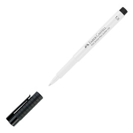 Faber-Castell Art & Graphic Pitt Artist Pen Bullet Nib 1.5 India Ink Pen, White, Single Pitt Pen, For Art, Craft, Drawing, Sketching, Home, School, University, Colouring