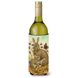 Caroline's Treasures ASA2132LITERK Rabbit & Baby Wine Bottle Hugger Bottle Cooler Sleeve Hugger Machine Washable Collapsible Insulator Beverage Insulated Holder