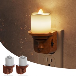 L LOHAS LED Night Light, 2 Pack Flameless Candle Night Light Plug in, Dusk to Dawn Sensor, 0-100LM Dimmable Nightlight, 3000K Soft White, Vintage Decorative Night Lights for Hallway Bathroom
