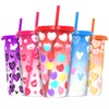 Color Changing Cups, 24 oz Plastic Reusable Tumblers with Lids