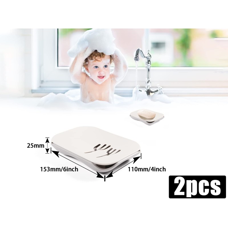 Plastic Soap Dish with Drainage 2Pcs Shower Soap Holder with
