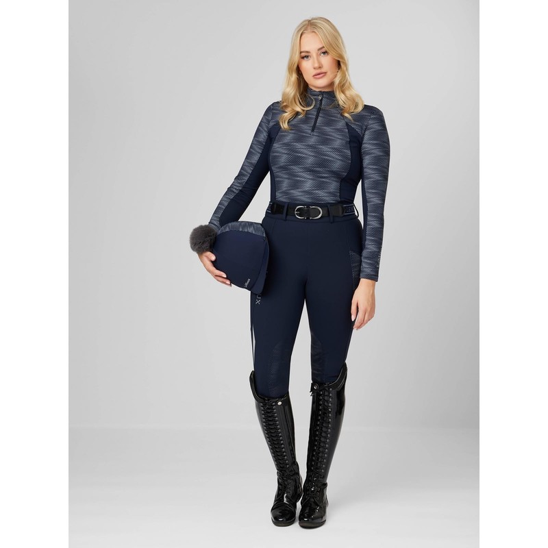 LeMieux Eleanor Reflective Pom Hat Silk - Navy Blue