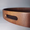 i-lan 16" Large Round Wooden Serving Tray with 2" Sides,