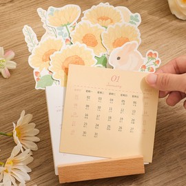 Operitacx Floral Desktop Calendar Creative Insert for Easy Scheduling Compact Portable Paper Calendar for Office and Students Smooth Touch Practical