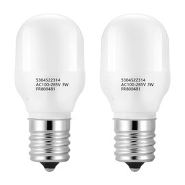 HUTUDAN 2 Pcs 5304522314 Refrigerator LED Light Bulb, 3W E17 Base, Compatible for Frigidaire/Electrolux, Replacement for KEI D28X & KEL 2816X, Cool White 40W Equivalent, Universal Voltage AC100-265V