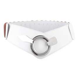 BlackButterfly Wide Elastic Waist Belt Fashion Vintage Dress Cosplay Waspie Belt (White, XXL)