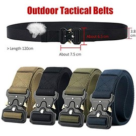 SENRISE Tactical Belt for Men Tactical Belt Heavy Duty Adjustable Military Nylon Belt with Quick Release Metal Buckle 125 x 3.8 cm (1 Piece, Multicolor), black