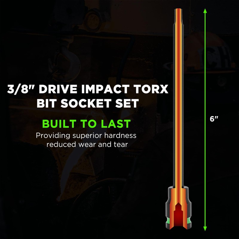 TecoTek 3/8" Drive Impact Torx Bit Socket Set, Extra Long