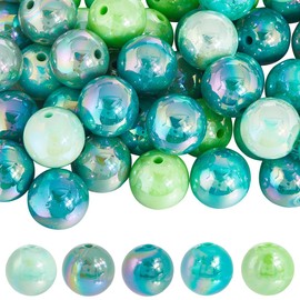 SOFPLATE 50Pcs 5 Colors Saint Patricks Day Beads Green Acrylic Bead Bulk 20mm Round Holiday Costumes Party Decorations Loose Spacer Pen Beads for Jewellery Making Necklace Bracelet Keychain DIY Crafts