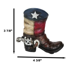 Ebros Gift Fancy Cowboy Boot with Spur Toothpick Holder Decorative Figurine Featuring Texas Lone Star State Flag for Country Western Kitchen Decor and Table Decorations for Bars or Restaurants