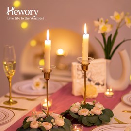 Hewory Glass Bobeches for Candlestick Holders, 12 Pcs Candle Drip Protectors Candle Rings for Tapers, Candle Drip Catcher for Candle Stick Candle Holder for Wedding Party Church Home (Round, Clear)