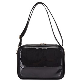 PandaSays Hurt Bag Otaku Bag Shoulder Bag Display Bag Clear Pouch Diagonal Carry Small 2WAY Transparent Vinyl Otaku Otaku Plush Pouch, Black color