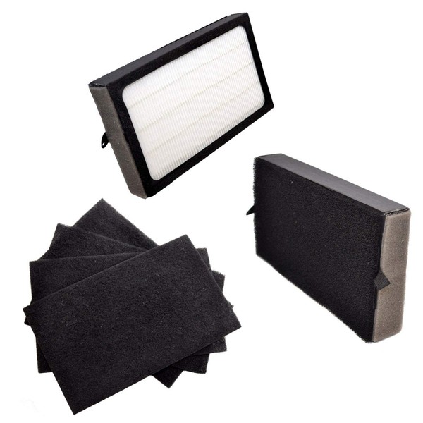 HQRP Filter Kit: 2 pcs Filter E & 4-Pack Carbon Filters compatible with GermGuardian AC4100, AC4150PCA, AC4150BCA 3-in-1 Table-Top, FLT4100 FLT11CB4 Replacement