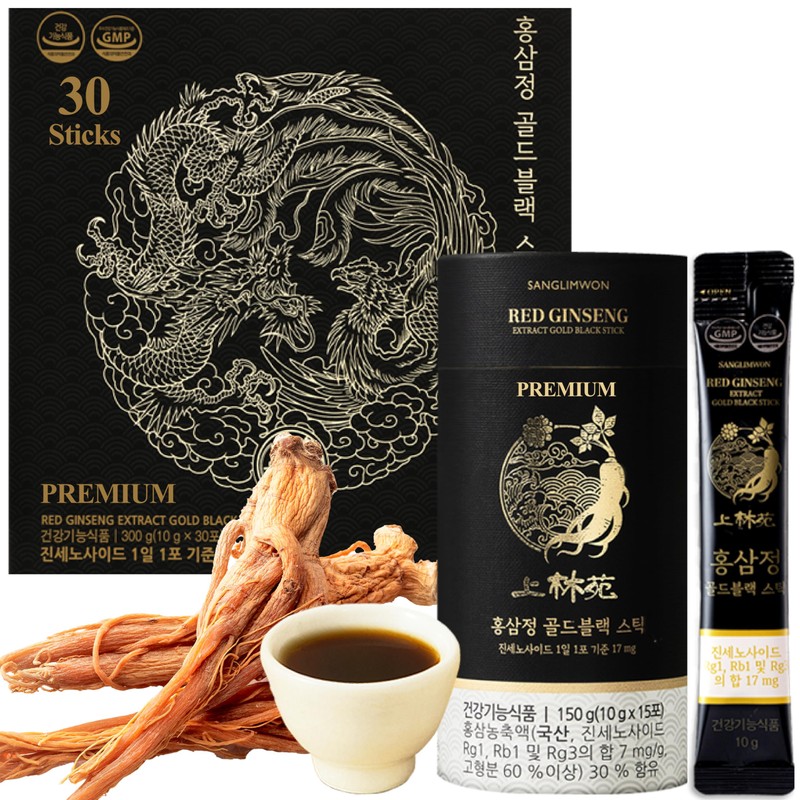 Korean Food Sanglimwon Gold Black Stick, High-Potency Red Ginseng with