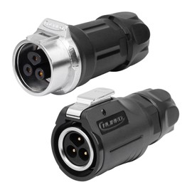 CNLINKO LP-16 3-Pin Waterproof Plug with Screw Design, IP68 Aviation Bullet Plug, M16 Male and Female Pair (LP16 3-Pin Screw Connection)