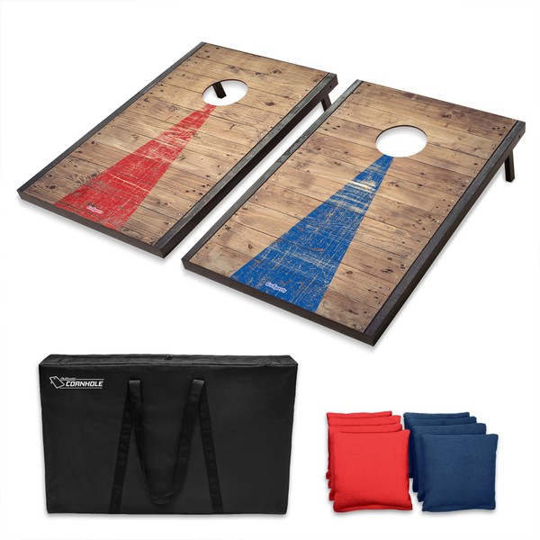 GoSports Classic Cornhole Set – Includes 8 Bean Bags, Travel Case and Game Rules (Choice of style)